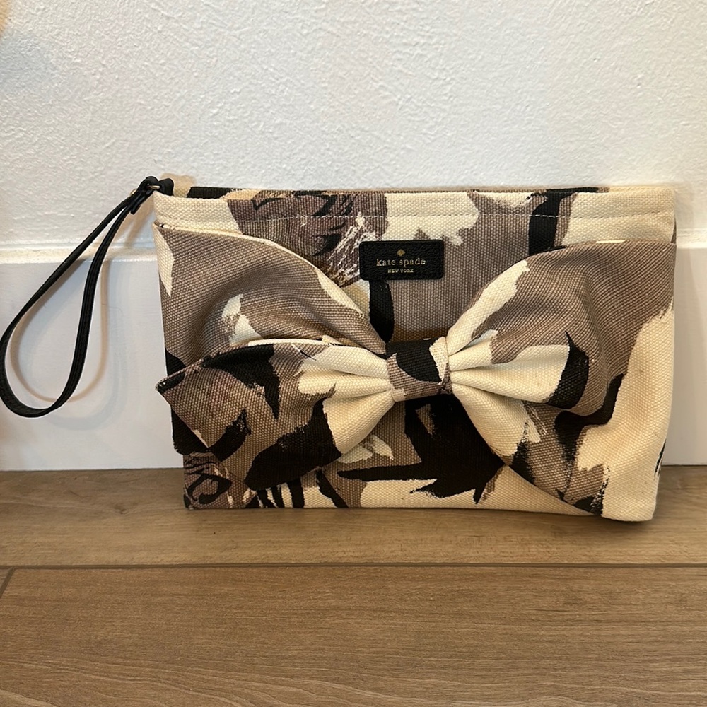 Rose Watercolor Canvas Kate Spade Bow Clutch or Wristlet